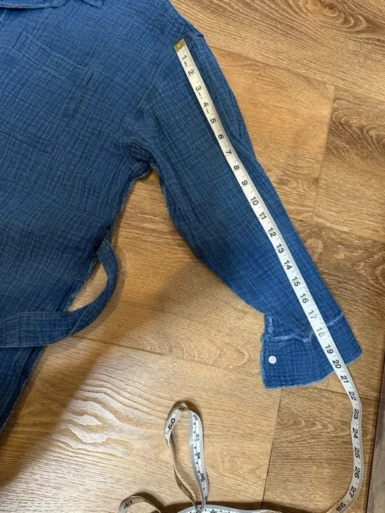 aerie Lightweight Chambray Blue Romper with Frayed Hem - Picture 11 of 13